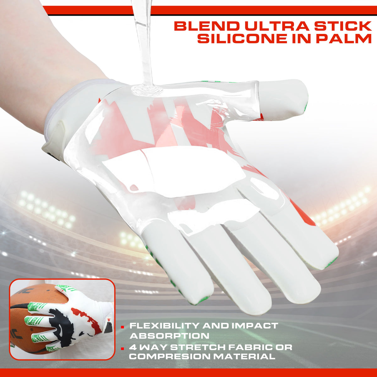 Football Gloves Custom, Joker, Ultra Sticky Palm Receiver Glove 